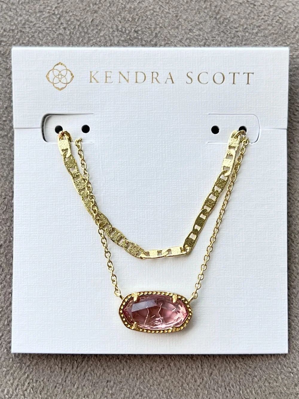 Kendra Scott Elisa Multi Strand Gold Necklace In Light Pink CZ